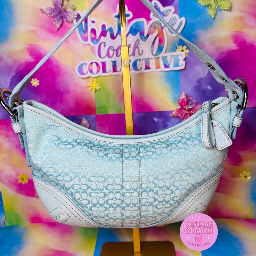 Coach Seafoam Blue Soho Mini Monogram Hobo